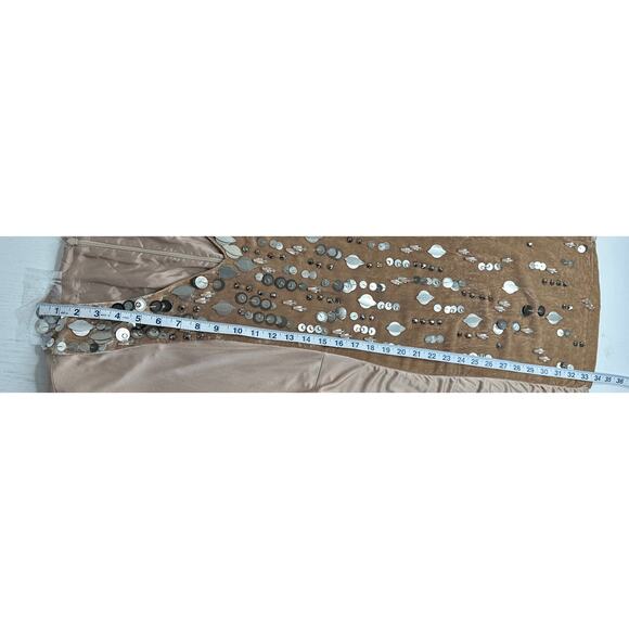 Nanette Lepore Silk & Velvet Mini Dress Sheath Cream Beige Embellished Size 4 - Picture 10 of 11